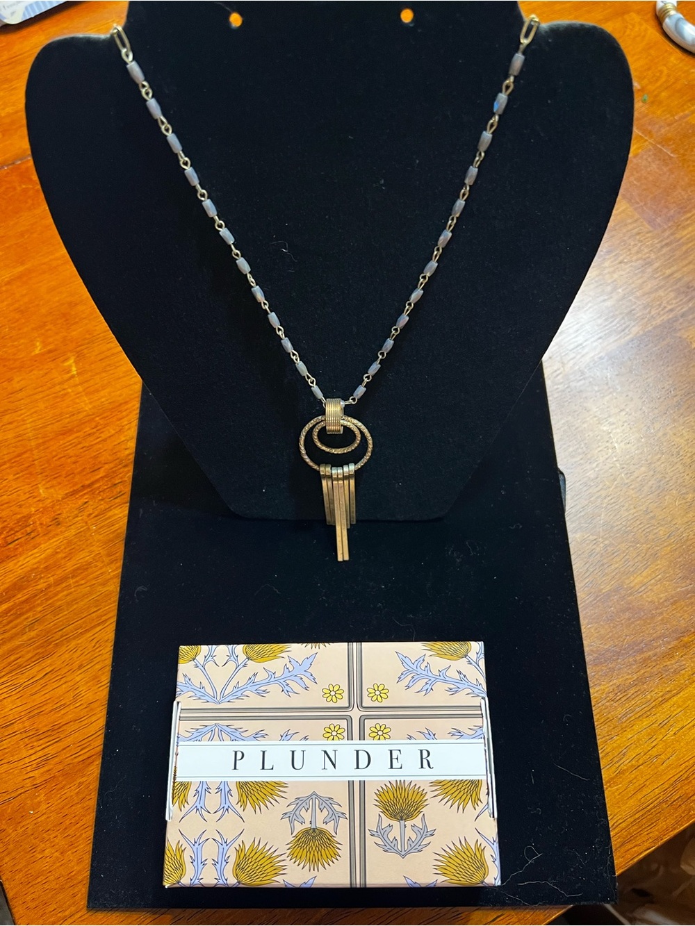 Plunder Gold and Black Ring Fringe Pendant Necklace